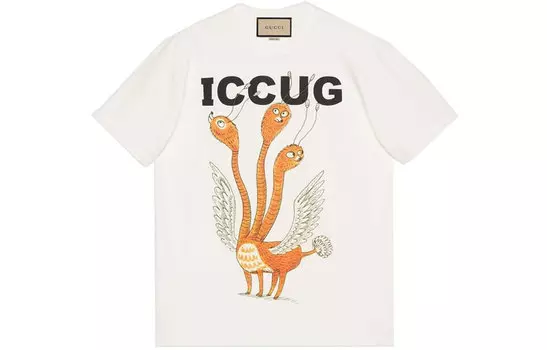 Футболка мужская Gucci с принтом, бежевый / оранжевый