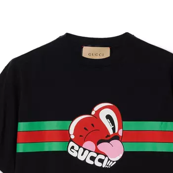 Футболка мужская Gucci с принтом и логотипом, черный