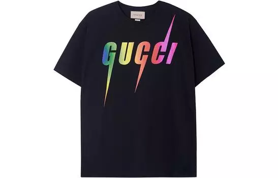 Футболка мужская Gucci с цветным логотипом, черный