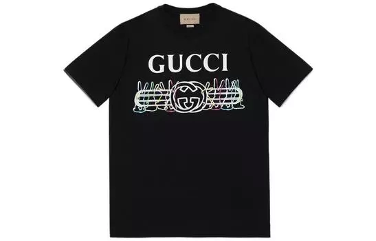Футболка мужская Gucci Interlocking, черный / белый