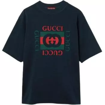 Футболка мужская Gucci Logo Printed, темно-синий