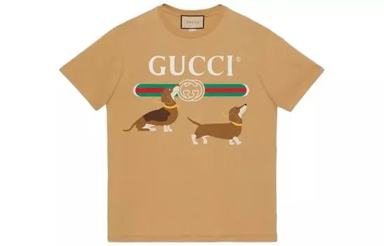 Футболка мужская Gucci с принтом собак, коричневый