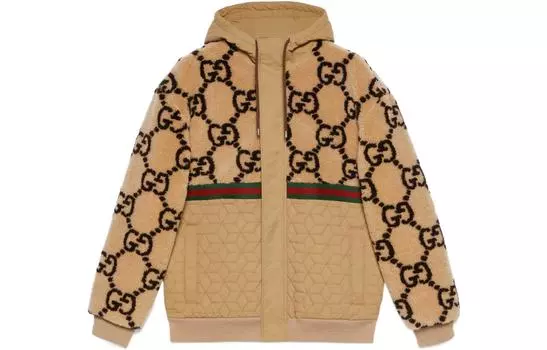 Куртка мужская Gucci Jacquard Faux Fur, бежевый