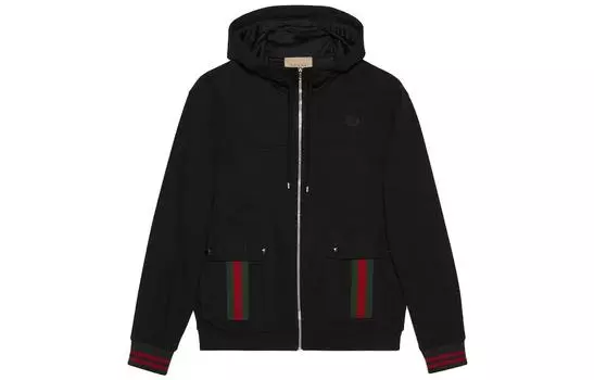Куртка мужская Gucci на молнии, черный / красный / зеленый