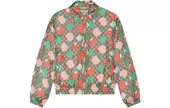 Куртка мужская Gucci с цветным принтом, коричневый