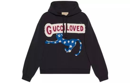 Толстовка мужская Gucci Logo-patch, черный / синий