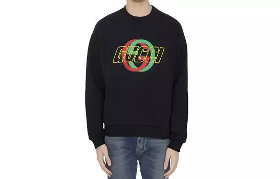 Толстовка мужская Gucci Logo Printed Crewneck, черный