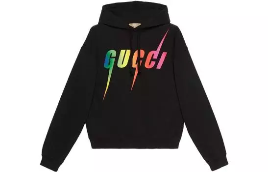 Толстовка мужская Gucci с цветным логотипом, черный