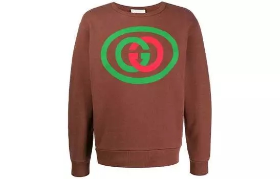 Толстовка мужская Gucci с узором логотипа, коричневый