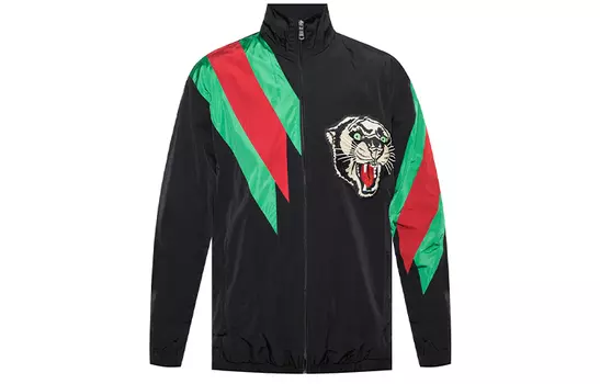 Куртка мужская Gucci Embroidered Contrast Stripe Logo, черный