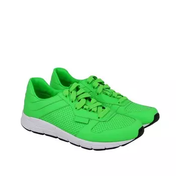 Gucci Мужские неоновые кожаные кроссовки на шнуровке для бега, цвет Neon Green