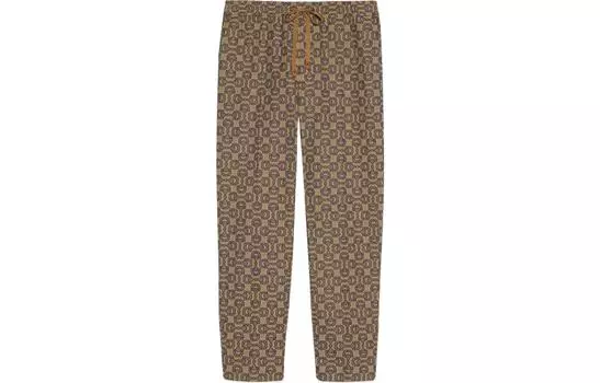 Брюки мужские Gucci Horsebit Jacquard-logo, бежевый