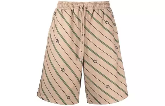 Шорты мужские Gucci Twill Gg, бежевый / зеленый