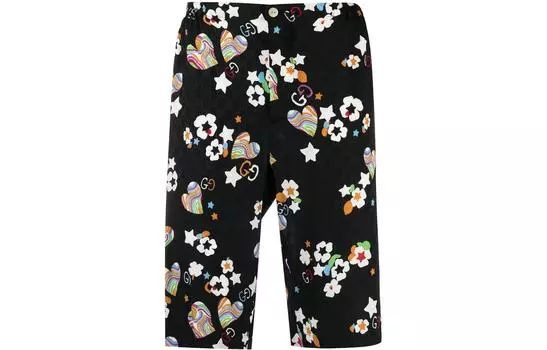 Шорты мужские Gucci Monogram-print Knee-length, черный