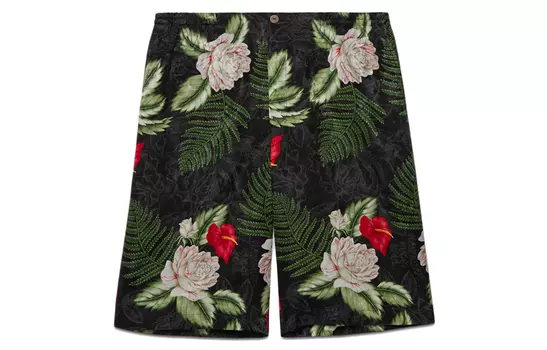 Шорты мужские Gucci с узором, черный / зеленый