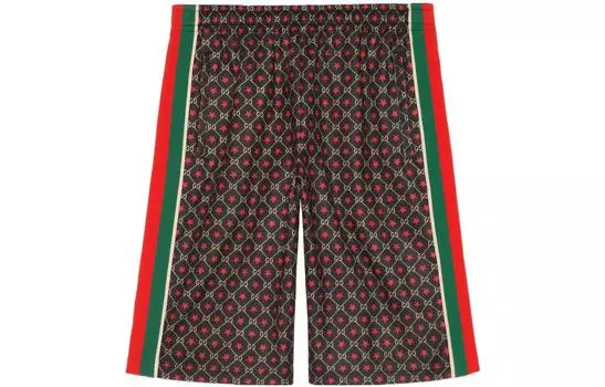Шорты мужские Gucci с узором, коричневый / красный / зеленый