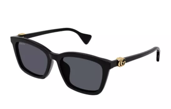 Очки солнцезащитные мужские Gucci в овальной форме, черный / золотой