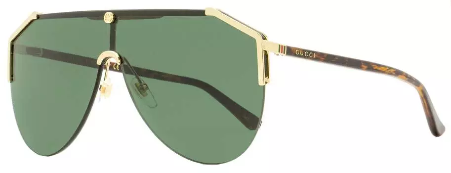 Gucci Мужские солнцезащитные очки Shield GG0584S цвет 002 Золото/Гавана 99мм
