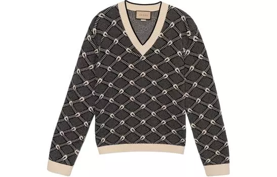 Свитер кашемировый Gucci Slim-Fit мужской, черный / белый