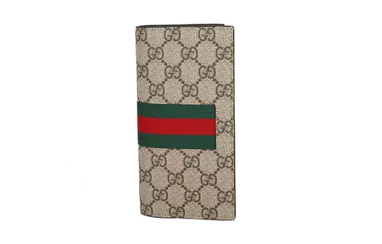 GUCCI Мужской кошелек из кожи и холста, цвет эбеновое дерево/черный