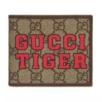 GUCCI Мужской кошелек из кожи и холста, цвет эбеновое дерево/коричневый