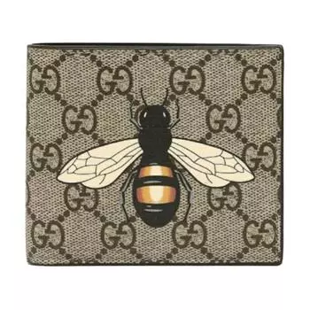 GUCCI Мужской кошелек из кожи и холста, цвет черного дерева