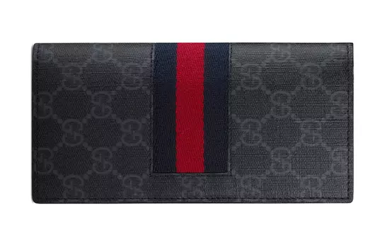 GUCCI Мужской кошелек из кожи и холста, черный, серый цвет