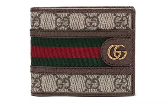 GUCCI Мужской кошелек Ophidia Canvas с кожей, бежевый и эбеновый