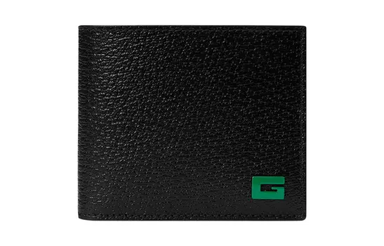 GUCCI Мужской кожаный держатель карт, черный/зеленый