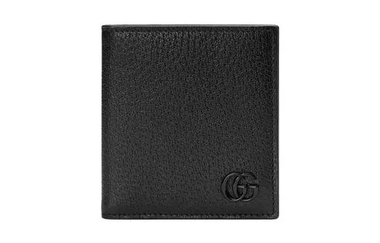 GUCCI Мужской кожаный кошелек для карт GG Marmont, черный