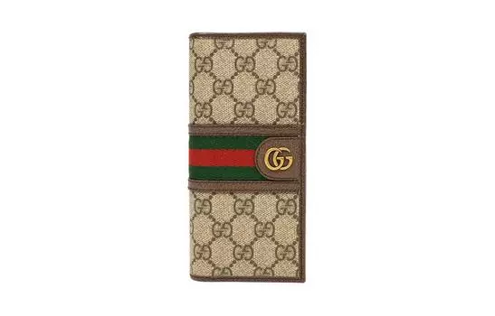 GUCCI Мужской кожаный кошелек Ophidia Canvas с коричневым/черным деревом
