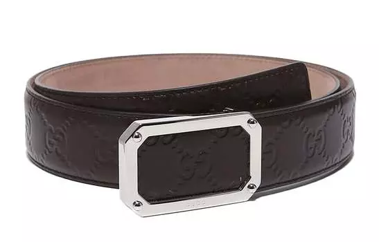 Ремень кожаный Gucci с узором, черный