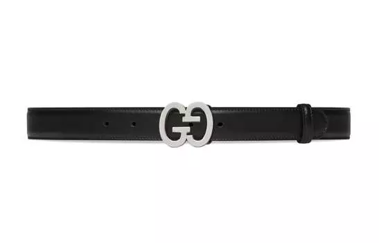 Ремень кожаный Gucci Buckle Wide мужской, черный