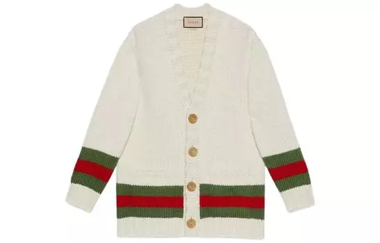Кардиган мужской Gucci Web-detail V-neck, бежевый