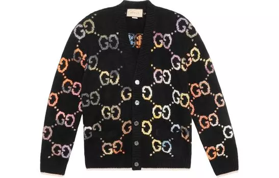 Кардиган мужской Gucci с вышивкой логотипа, черный