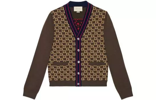 Кардиган мужской Gucci с узором, коричневый / синий / красный