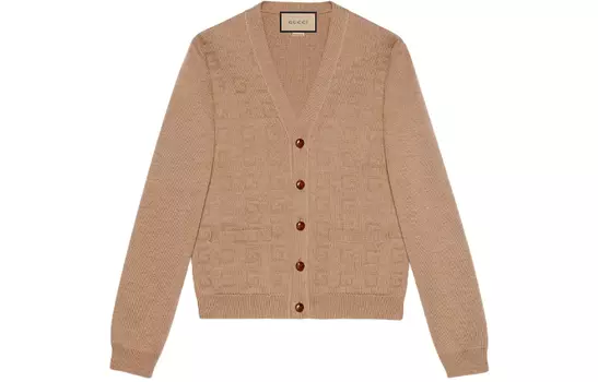 Кардиган мужской Gucci Intarsia-knit Logo, бежевый