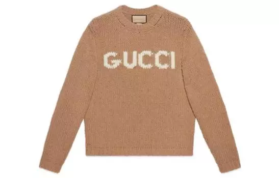 Свитер мужской Gucci с логотипом, коричневый