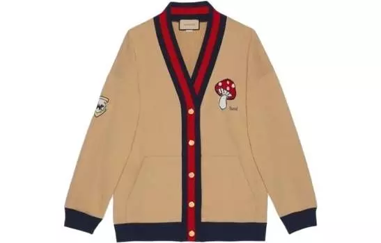 Кардиган мужской Gucci Embroidered, бежевый / черный