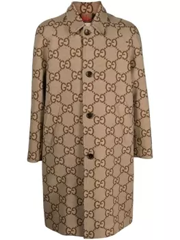 Gucci однобортное пальто с узором, нейтральный цвет
