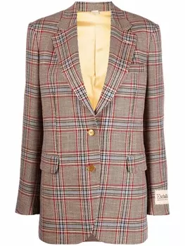Gucci однобортный блейзер в клетку, нейтральный цвет
