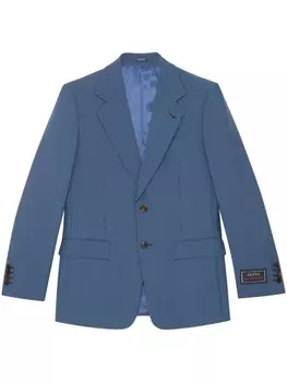 Gucci однобортный пиджак с нашивкой-логотипом, синий