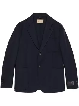 Gucci однобортный пиджак с отделкой Web, синий