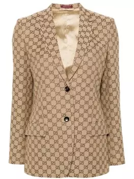 Gucci однобортный пиджак с узором GG, нейтральный цвет