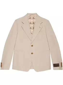 Gucci однобортный пиджак с вышивкой, нейтральный цвет