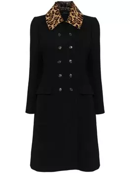 Gucci пальто с леопардовым воротником, черный