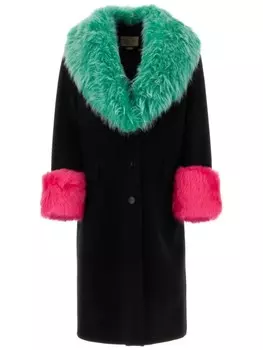 Gucci пальто с воротником из овчины с контрастной отделкой, синий