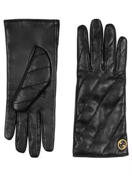 Gucci перчатки с логотипом Interlocking G, черный