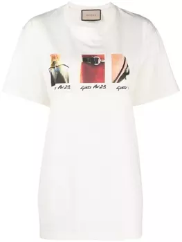 Gucci photograph-print cotton T-shirt, нейтральный цвет