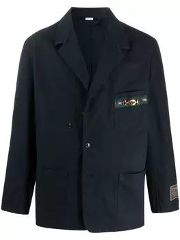 Gucci пиджак оверсайз с отделкой Web, синий